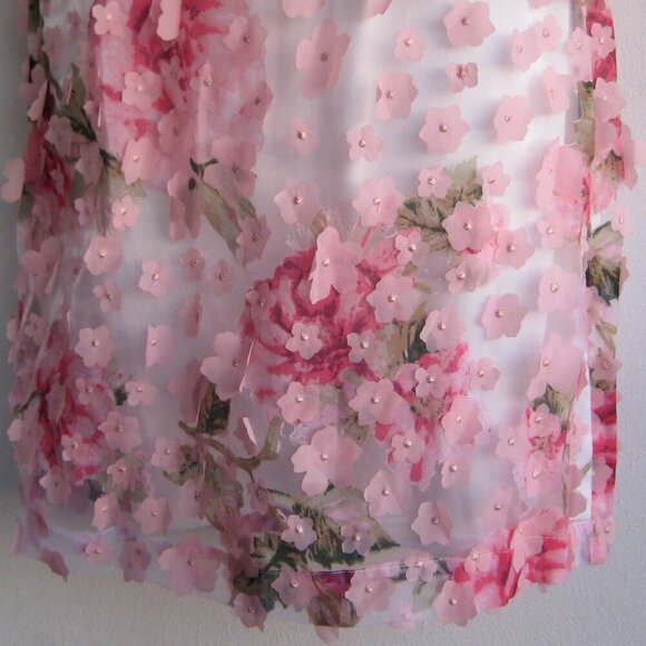 Karl Lagerfeld Paris Pink Floral Dress Size 2 Applique Shift Exposed Zipper New - Picture 4 of 6